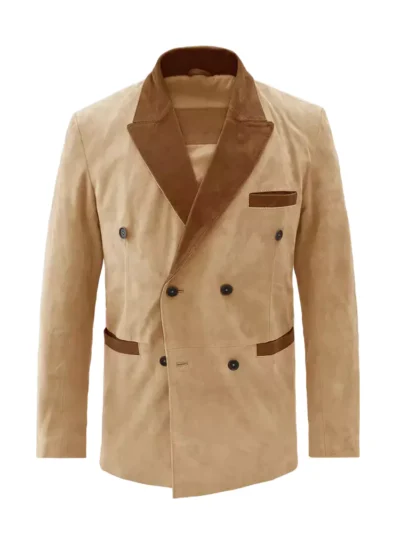Natick Men's Beige Suede Leather Blazer