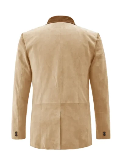 Natick Men's Beige Suede Leather Blazer