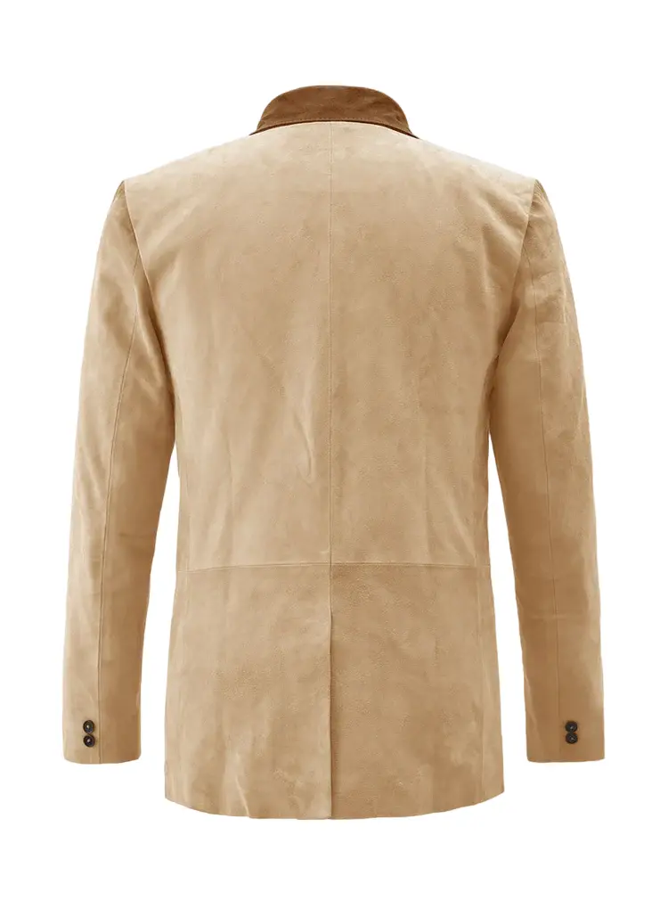 Natick Men's Beige Suede Leather Blazer