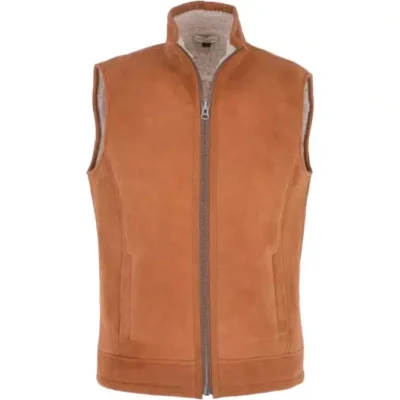 Neville Men’s Whiskey Sheepskin Leather Gilet