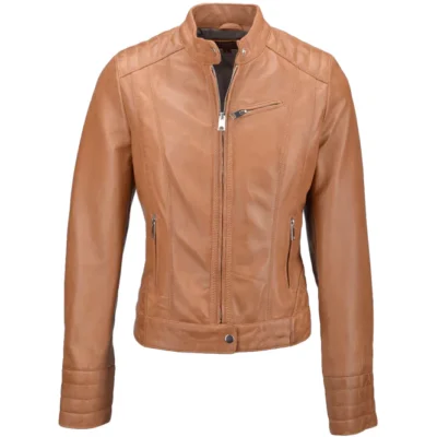 Norwich Women's Brown Leather Biker Jacket