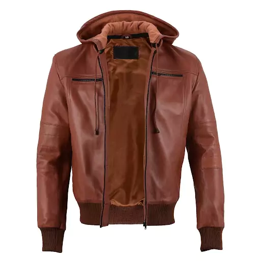 Passaic Men's Brown Bomber Leather Jacket