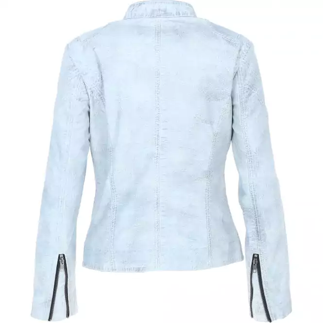 Plano Women's White Biker Leather Jacket