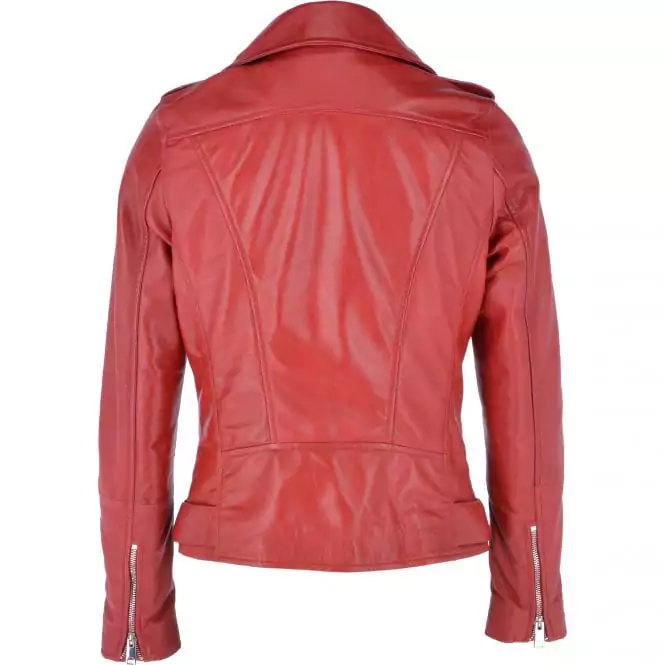 Provo Women’s Red Biker Leather Jacket