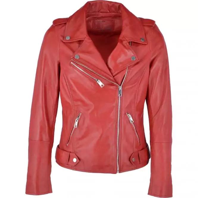 Provo Women’s Red Biker Leather Jacket