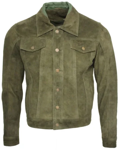 Raymond Men's Green Leather Shirt Jacket
