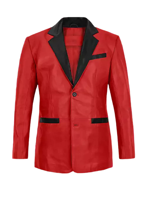 Revere Men's Red Leather Blazer