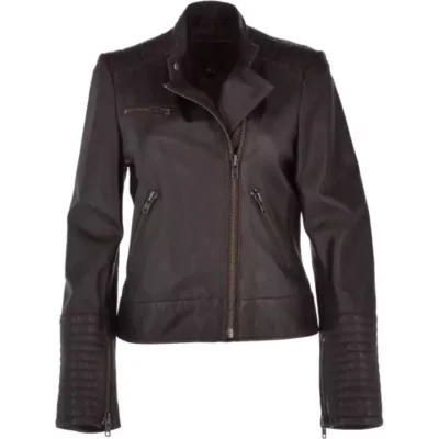 Rexburg Women's Brown Cafe Racer Leather Jacket