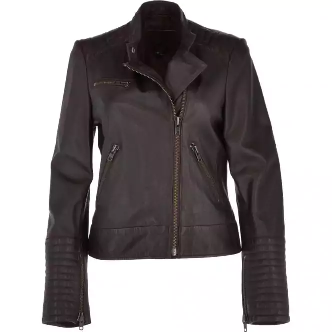 Rexburg Women’s Brown Cafe Racer Leather Jacket