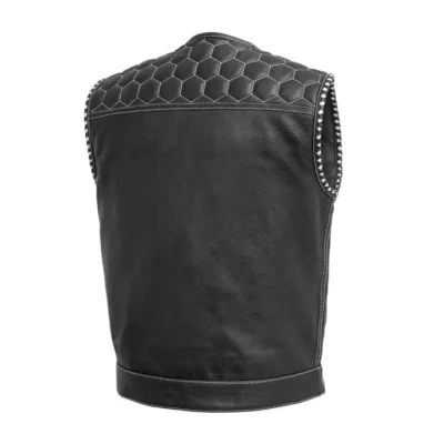 Ricardo Men's Black Perforated Leather Gilets