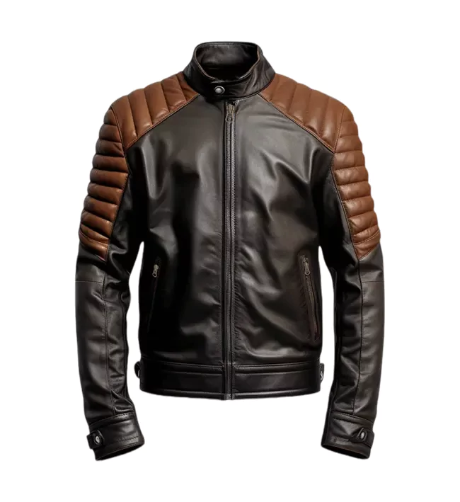 Rumford Men's Black & Brown Moto Leather Jacket