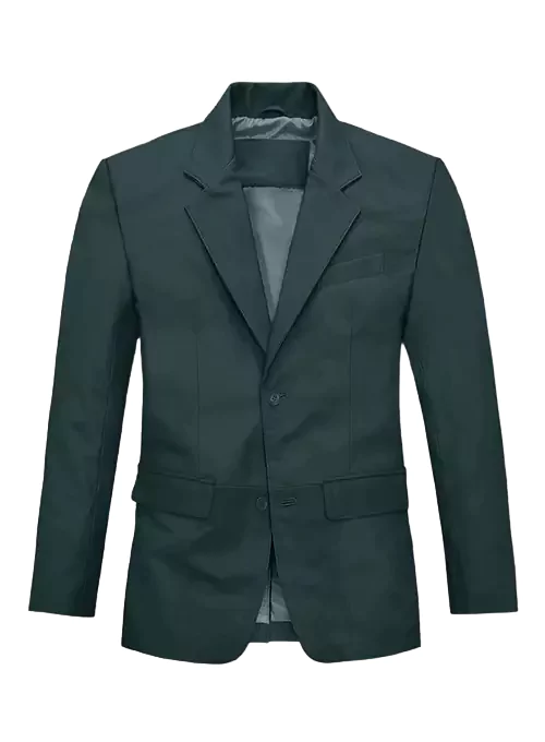 Shelly Men's Aegean blue Leather Blazer