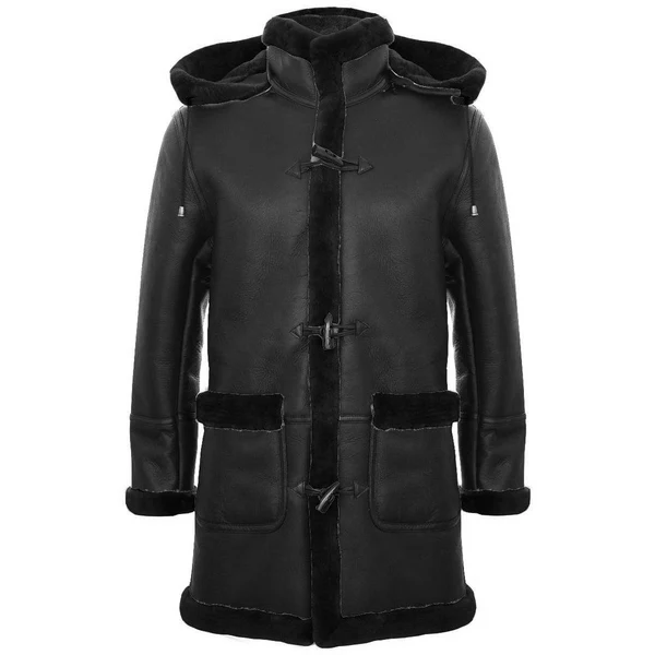 Stamford Men's Black Sheepskin Duffle Coat