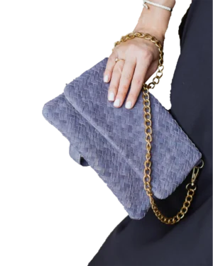 Trenton Women's Purple Woven Leather Clutch