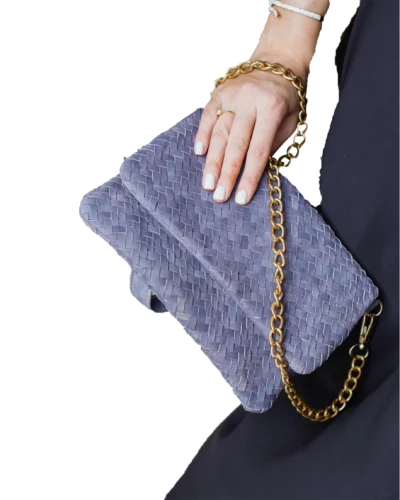 Trenton Women's Purple Woven Leather Clutch
