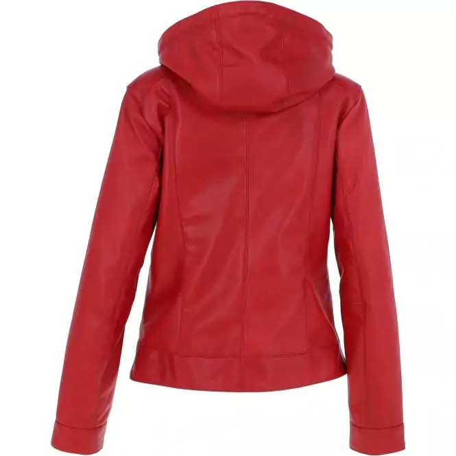 Vicksburg Women's Red Hood Leather Jacket