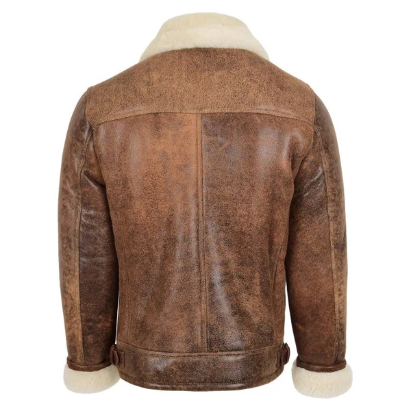 Watkins Men's Brown Aviator Sheepskin Pilot Vintage Jacket