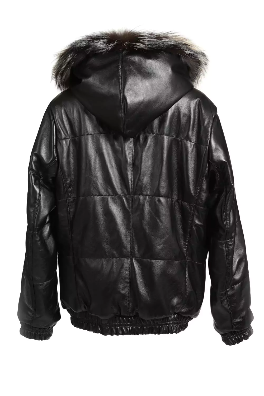 Welch Men's Black Hooded Bomber Leather Jacket