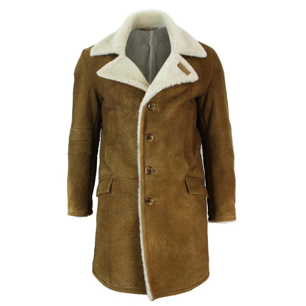 Windsor Men's Tan Sheepskin Leather Coat