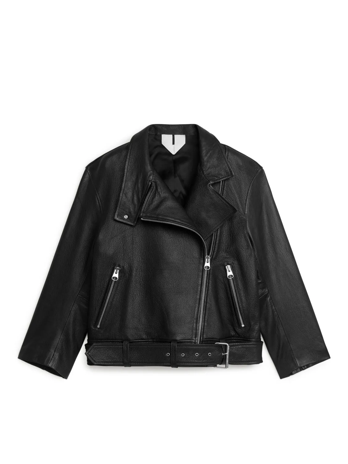 Women's Black Oversized Leather Jacket