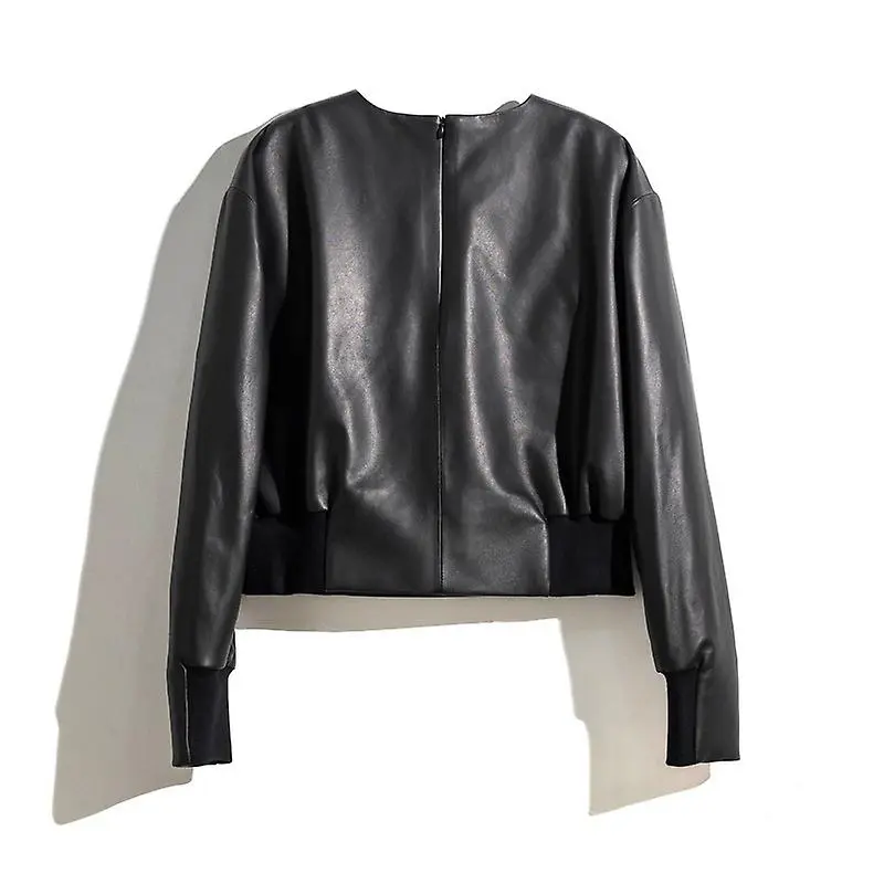 Women's Black Oversized Moto Leather Jacket