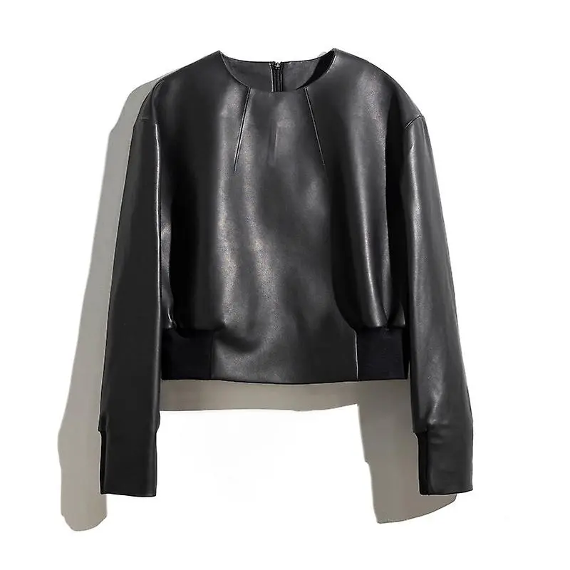 Women's Black Oversized Moto Leather Jacket