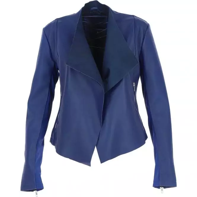 Women’s Blue Waterfall Leather Blazer