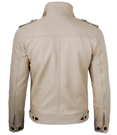 Augsburg Men's Beige Moto Leather Jacket