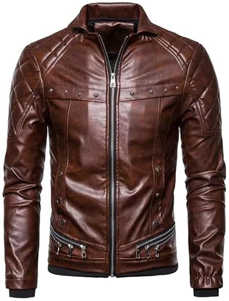 Aiden Men's Brown Biker Leather Jacket