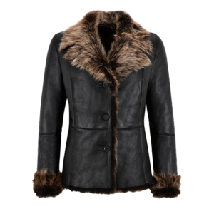 Alessia Ladies Black Sheepskin Leather Jacket