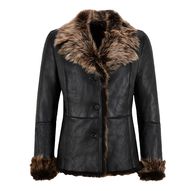 Alessia Ladies Black Sheepskin Leather Jacket