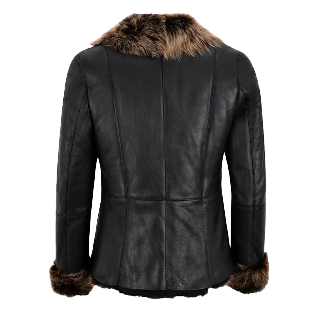 Alessia Ladies Black Sheepskin Leather Jacket