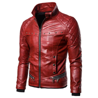 Alexis Men's Red Biker Leather Jacket