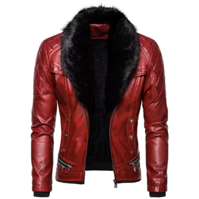 Alexis Men's Red Biker Leather Jacket