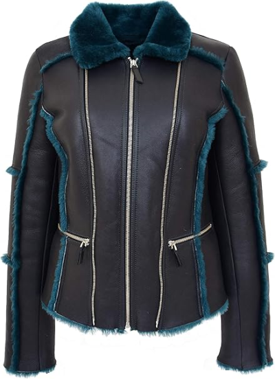 Alfie Women's Sheepskin Aviator Pilot Leather Jacket