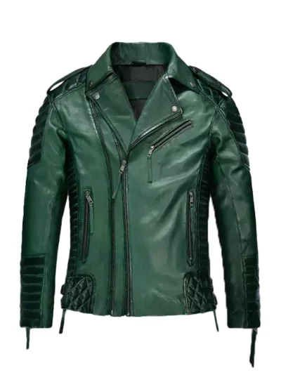 Alston Men's Green Biker Leather Jacket