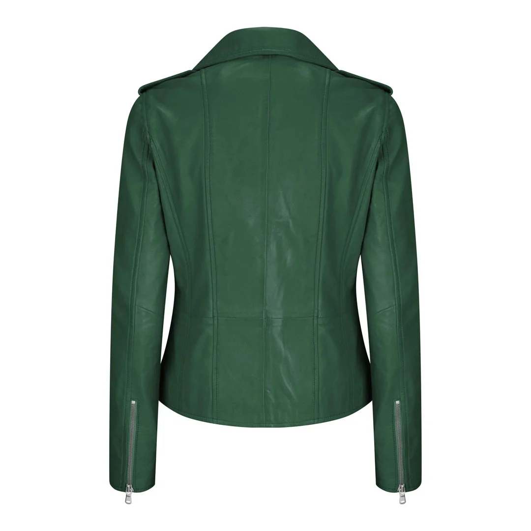 Amparo Women's Green Rider Leather Jacket