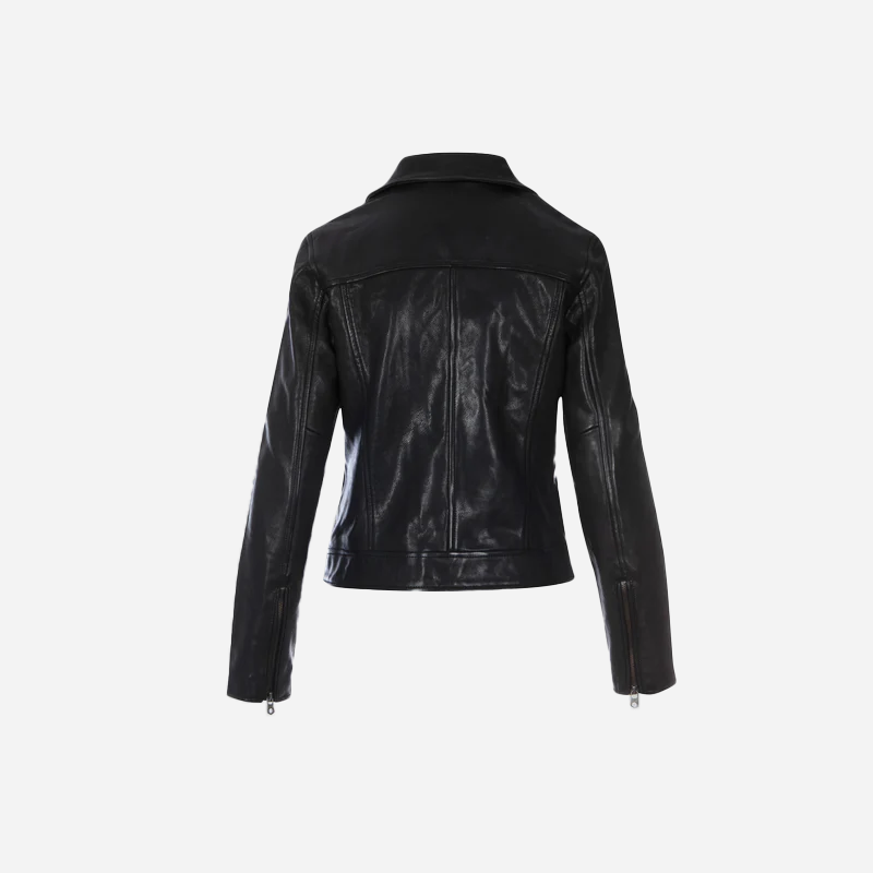 Ansley Women's Black Bomber Leather Jacket