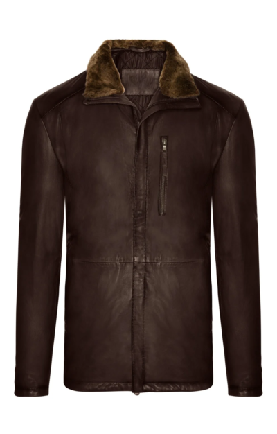 Antoine Men's Brown Leather Coat