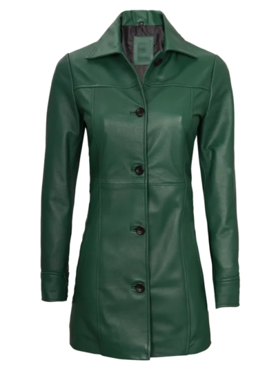Antwon Women's Green Leather Coat