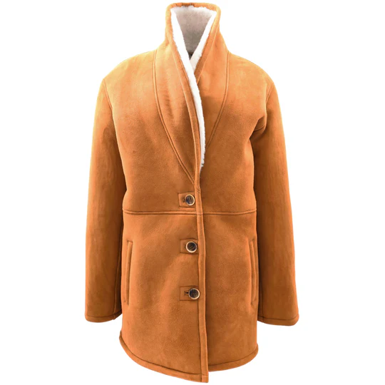 Apryl Women's Suede Sheepskin Leather Coat