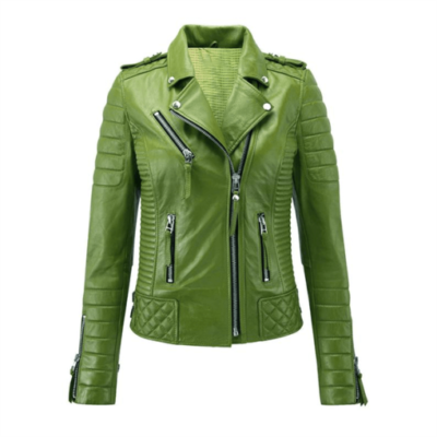 Ashtyn Women's Light Green Rider Leather Jacket