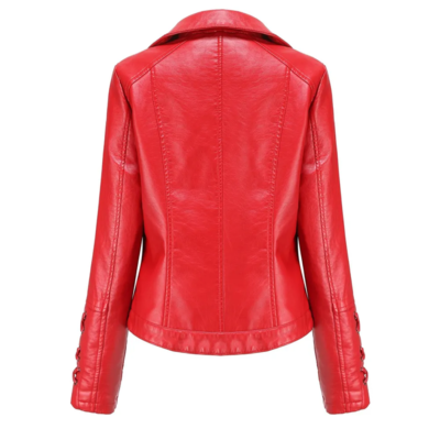 Astrid Ladies Red Faux Leather Jacket