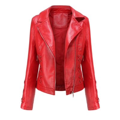 Astrid Ladies Red Faux Leather Jacket