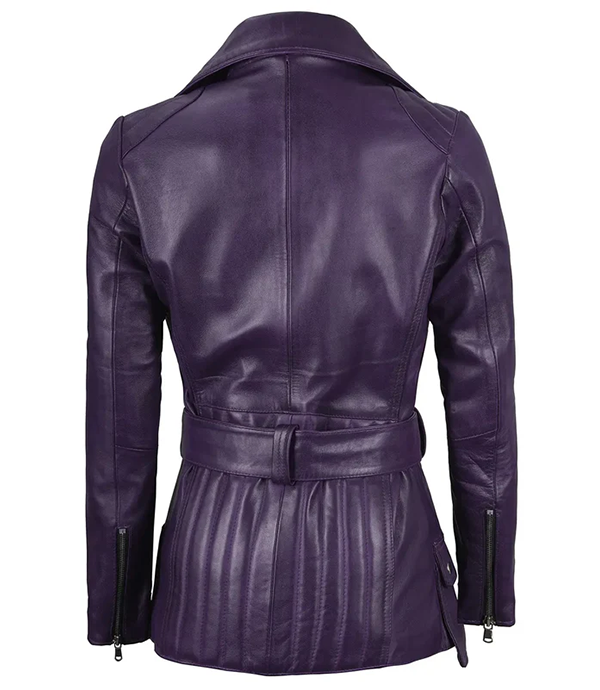 Audrey Ladies Purple Asymmetrical Leather Blazer