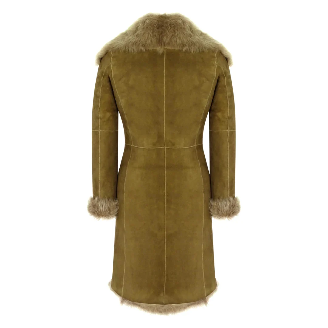 Audrey Women's Tan Sheepskin Leather Coat