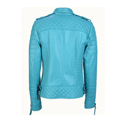 Azaria Women's Blue biker Leather Jacket