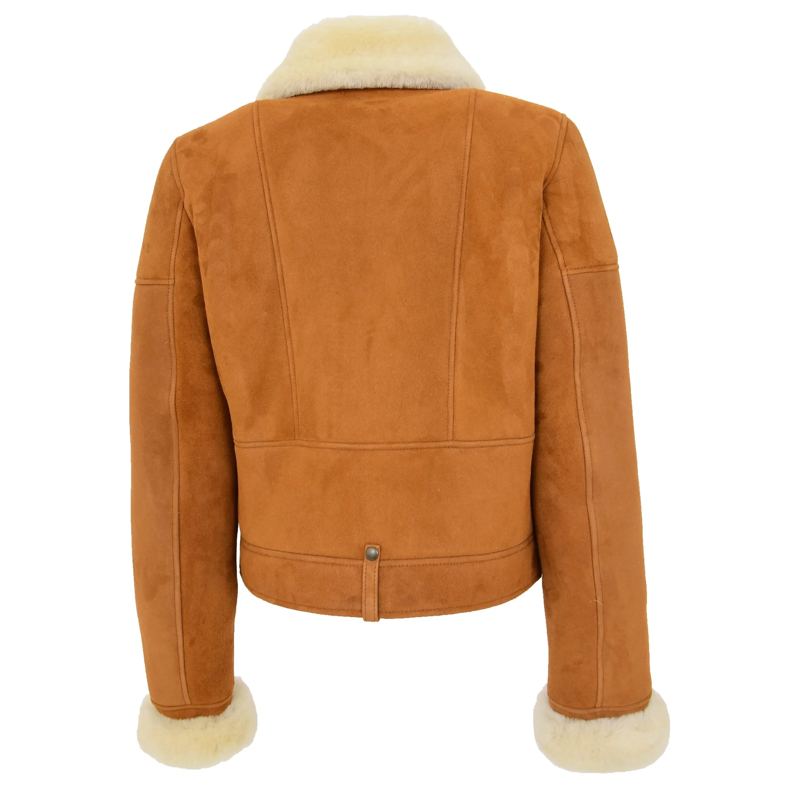 Beckett Women's Tan Sheepskin Aviator Pilot Jacket