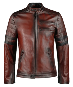 Benedict Men's Red Moto Leather Jacket