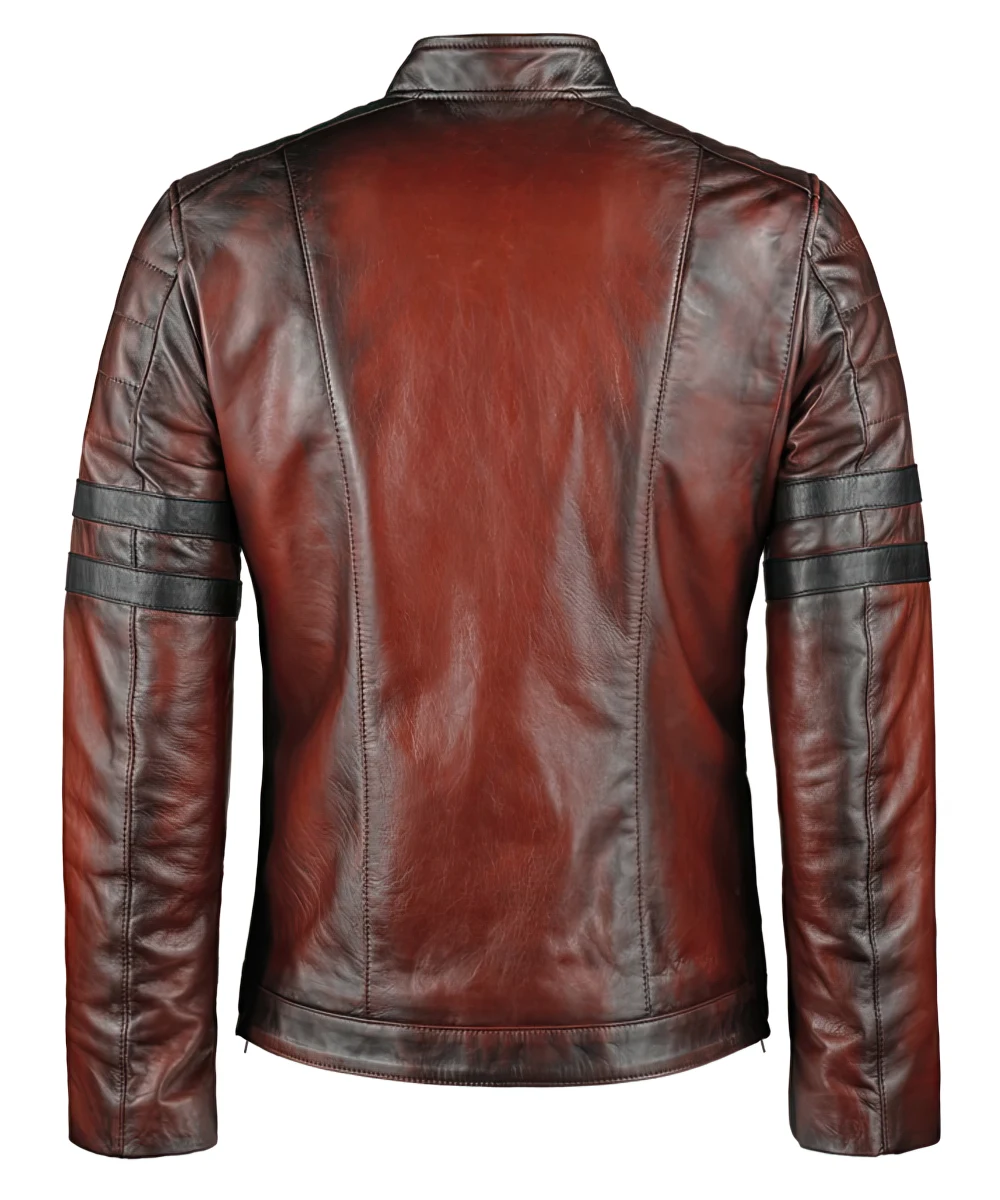 Benedict Men's Red Moto Leather Jacket